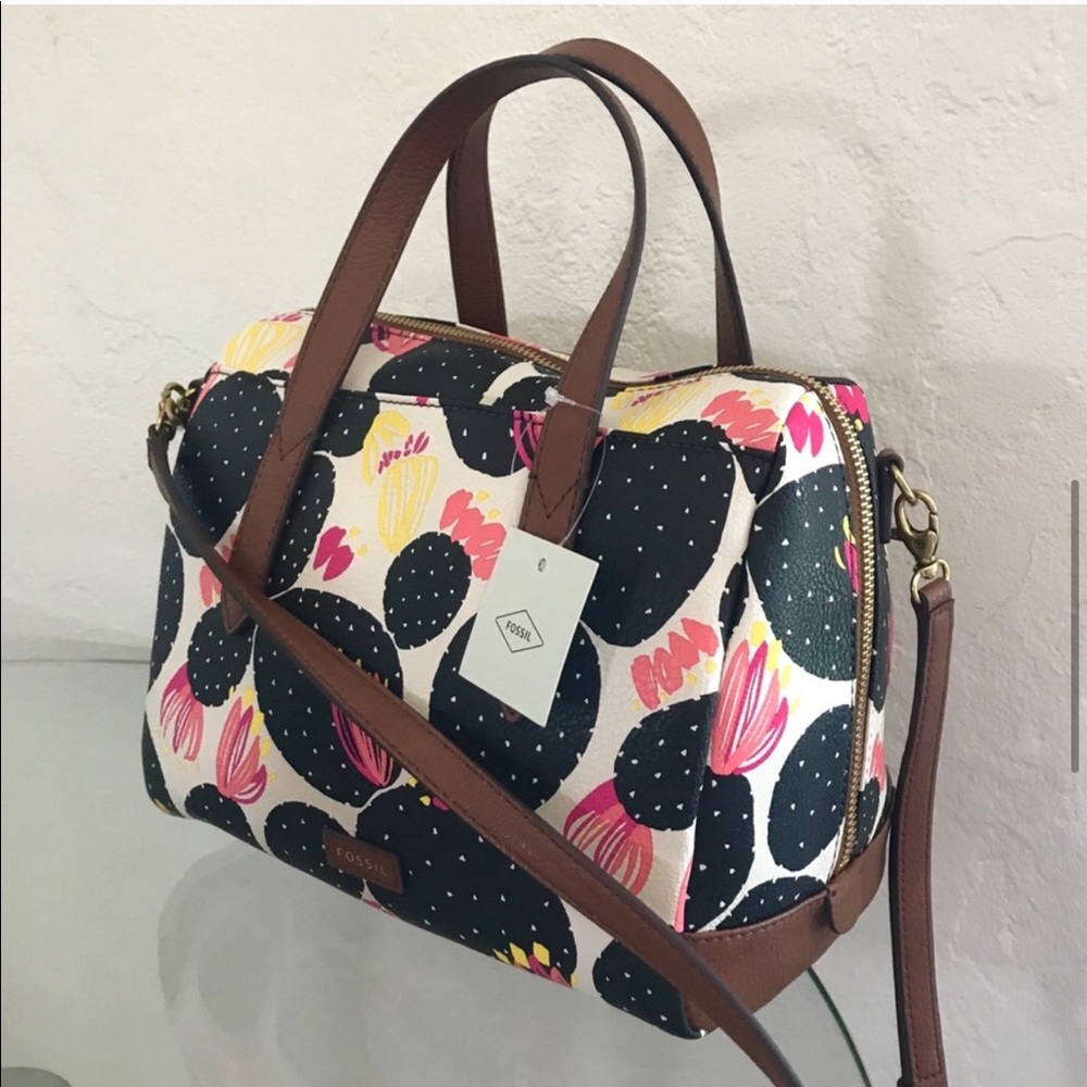 New Fossil Multicolor Tote Satchel Crossbody Bag - Picture 5 of 10